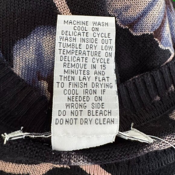 NWT REBECCA MALONE Black Blue Floral Rhinestone Lightweight Tunic Sweater 2X - Picture 5 of 5